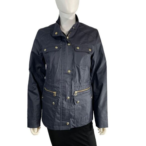 Tommy Hilfiger Blue Gold Multiple Pocket Weather Resistant Military Jacket Zip M - Picture 1 of 7